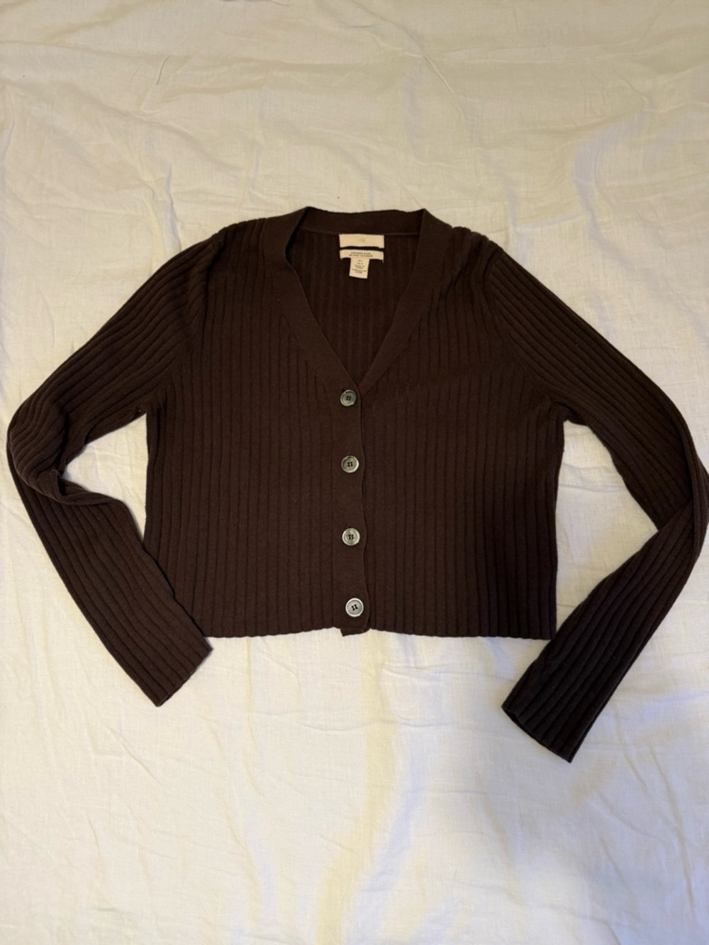 H&M Brown Ribbed Cashmere Blend Cardigan